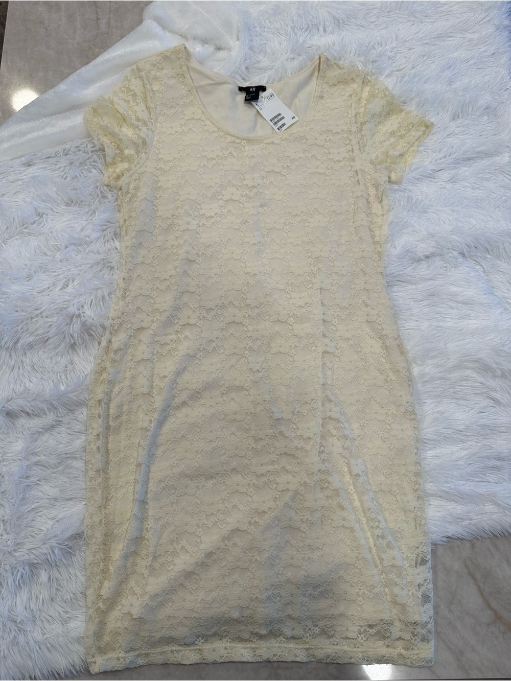 🤍H&M Ivory Floral Lace Sheath Dress Size Large